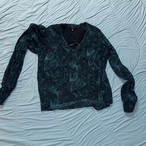 Have Teal Swirl Patterned Blouse